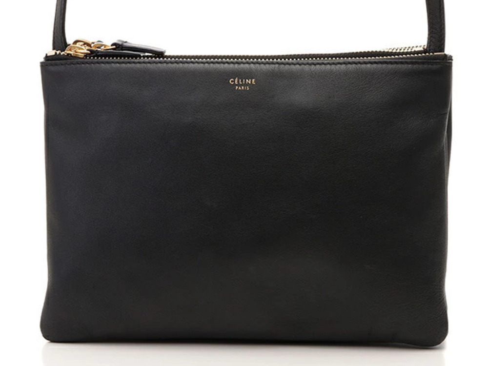 Celine Bag Trio Shoulder Black Smooth Lambskin